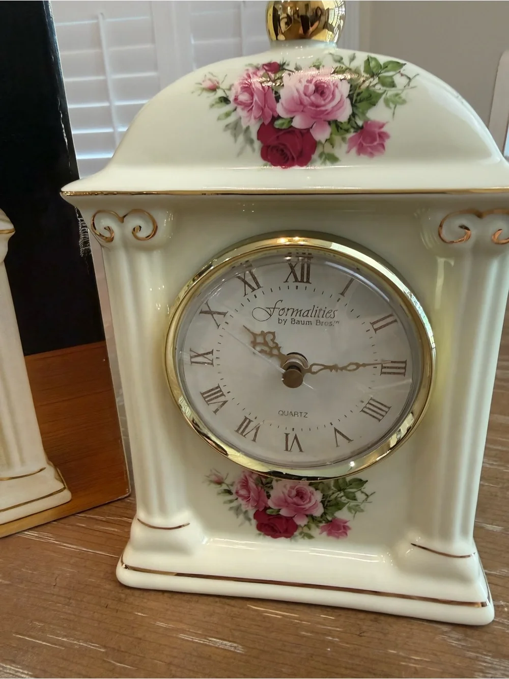 Vintage Formalities by Baum Bros Victorian Rose Carriage Clock